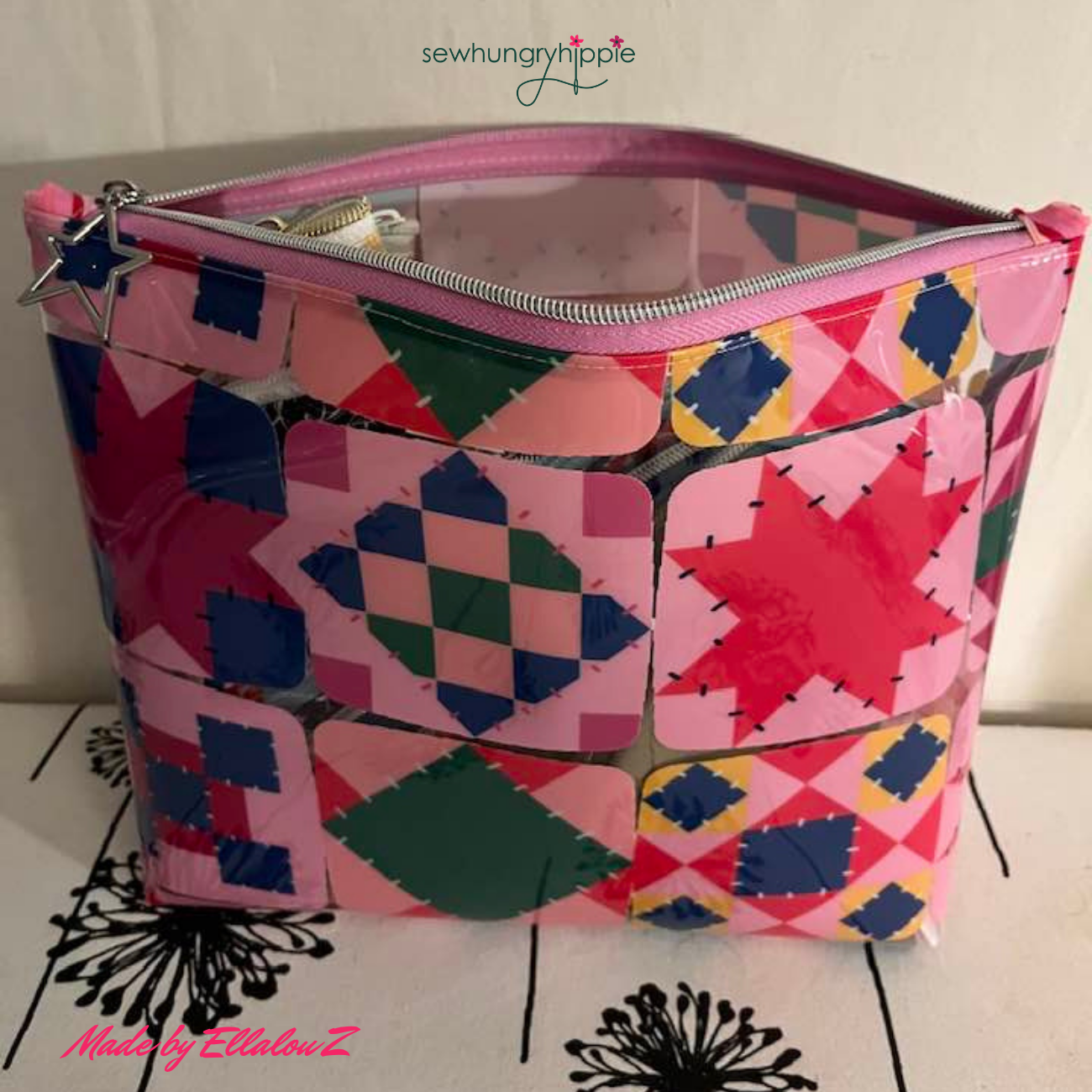 quilt blocks print clear TPU vinyl fabric for bag making and sewing projects