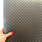 Black quilted vinyl fabric with diamond stitching for bag making and handbag sewing