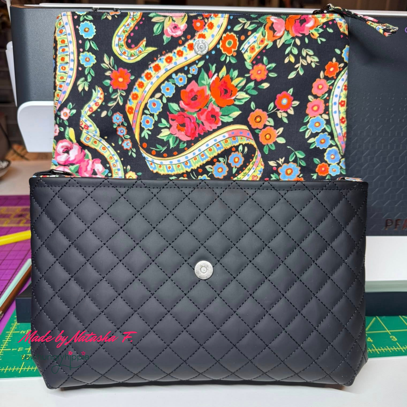 Quilted Vinyl Black - Pre-Quilted Fabric for Bags