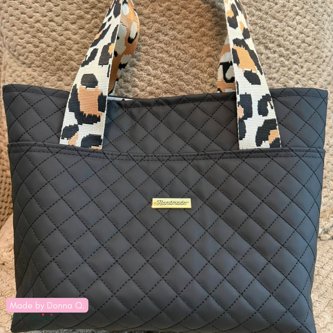Quilted Vinyl Black - Pre-Quilted Fabric for Bags
