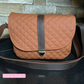Quilted Vinyl Light Brown - Cinnamon Pre-Quilted Fabric for Bags