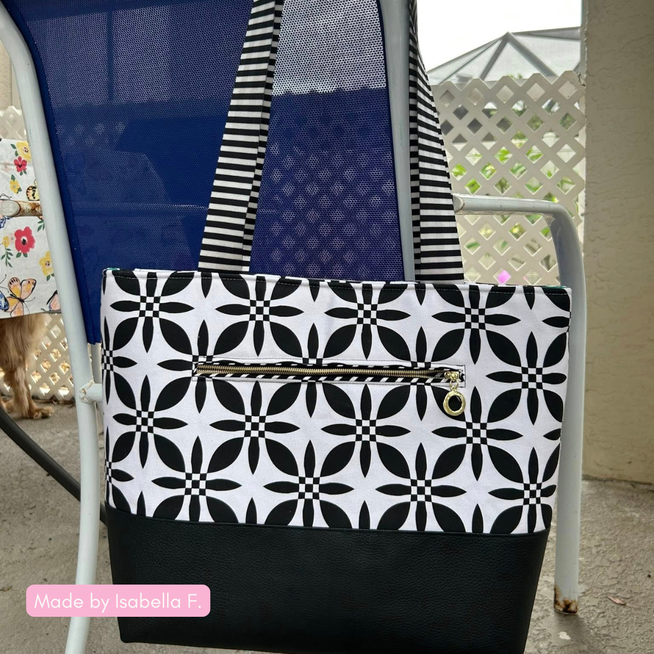 Quilty Black & White Canvas Fabric | Geometric Print for Bag Making