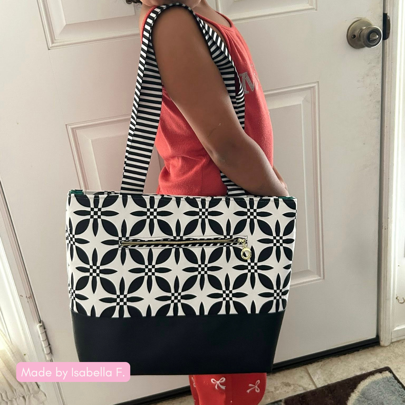 Quilty Black & White Canvas Fabric | Geometric Print for Bag Making