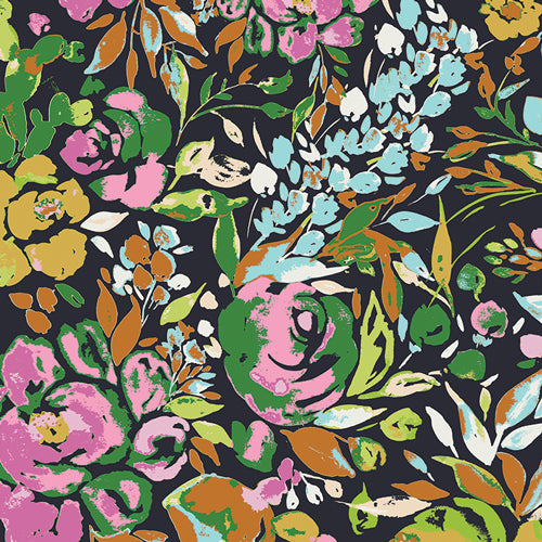 Colorful floral pattern on a dark background