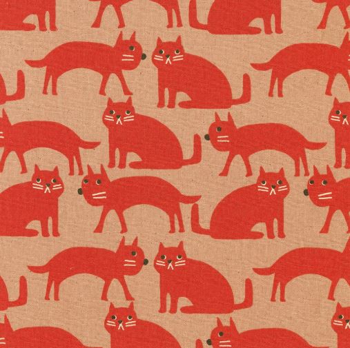 Robert Kaufman Red Cats Canvas - 1 yard