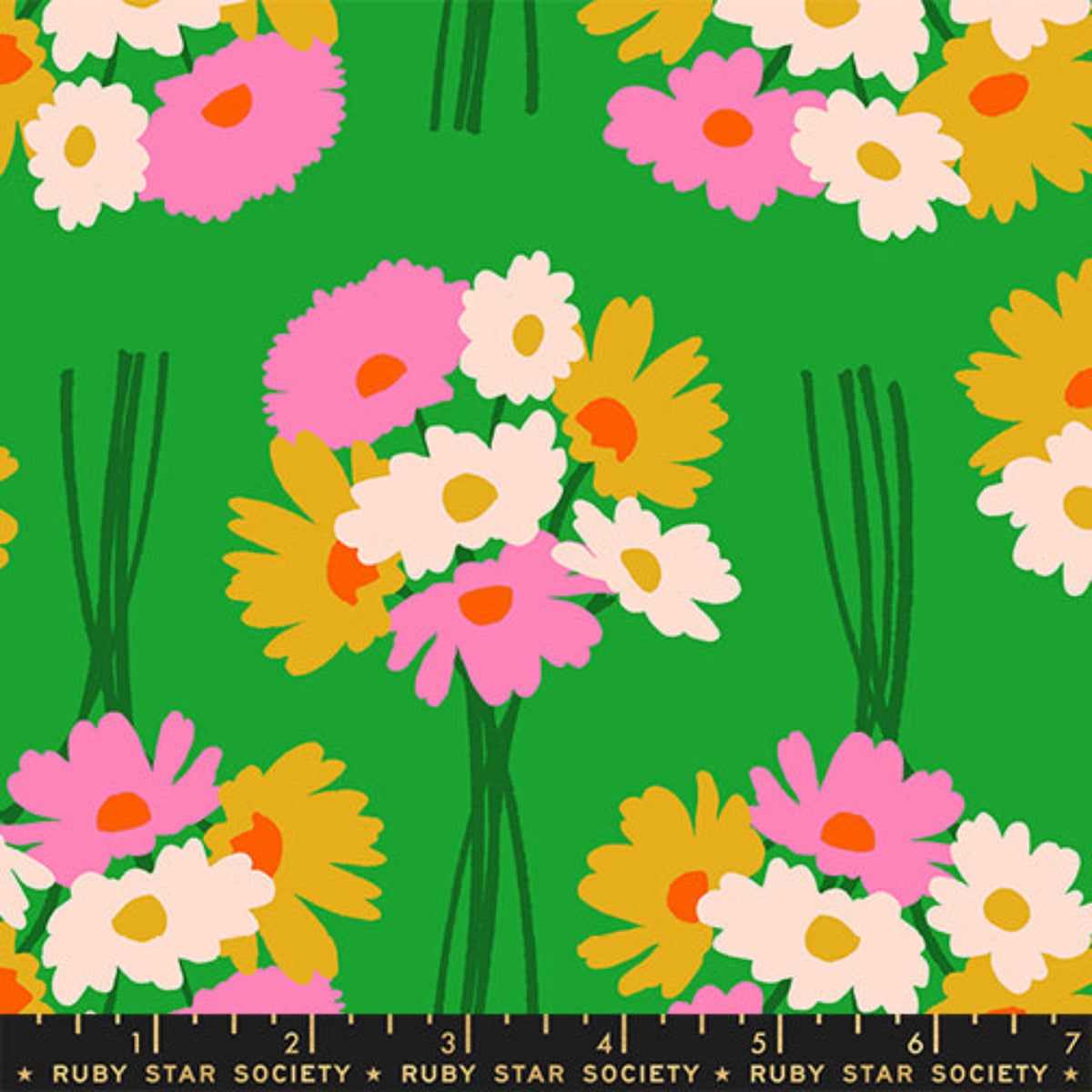 Verdant green vintage floral quilting cotton fabric from Sparkle Mart by Melody Miller