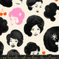Black quilting cotton fabric with retro illustrated ladies from Sparkle Mart by Melody Miller