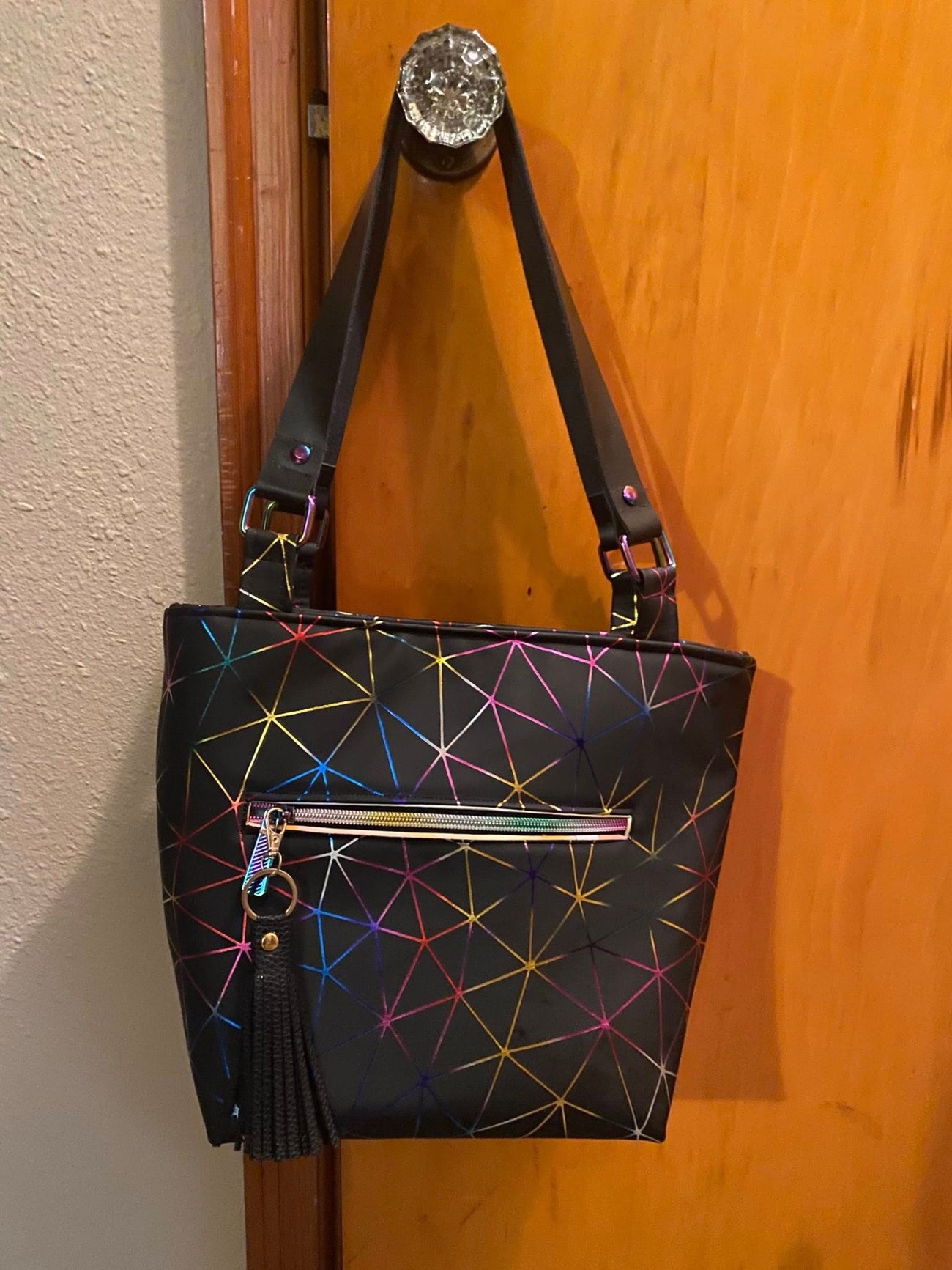 Rainbow Geometric Black Vinyl for Bag Making