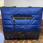 Blue Tote Bag with Structured Bottom Made with Rainbow Geometric Vinyl Black