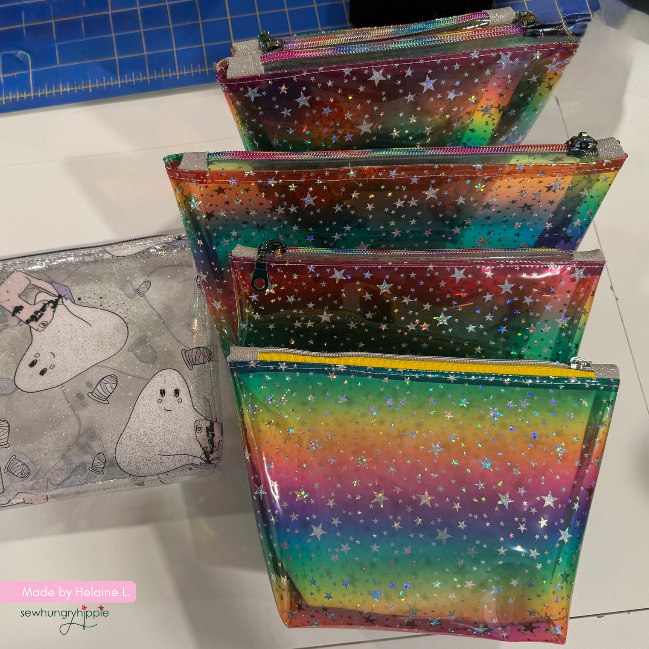 Rainbow Glittery Stars TPU Vinyl Fabric