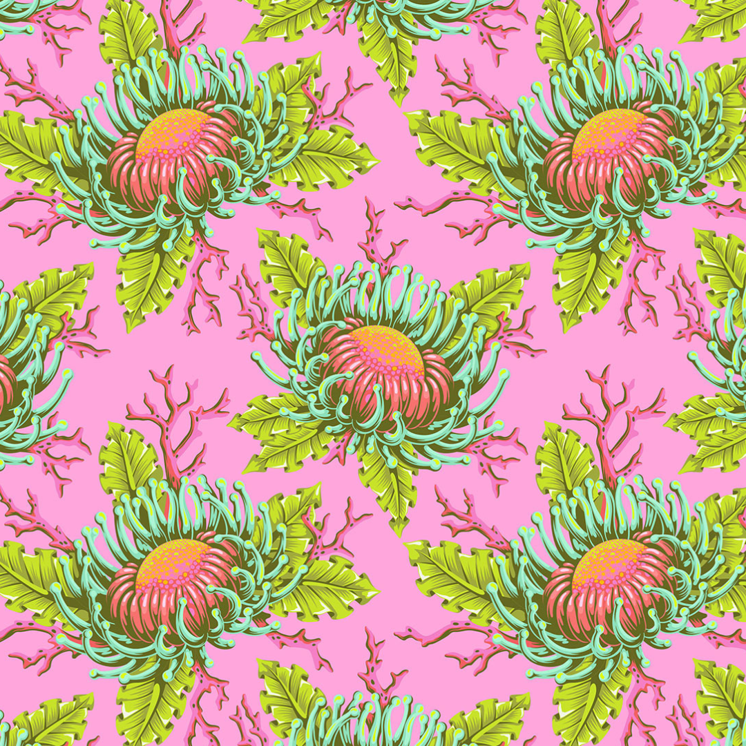 Tula Pink Friends & Anemones - Coralline | FreeSpirit Quilting Fabric