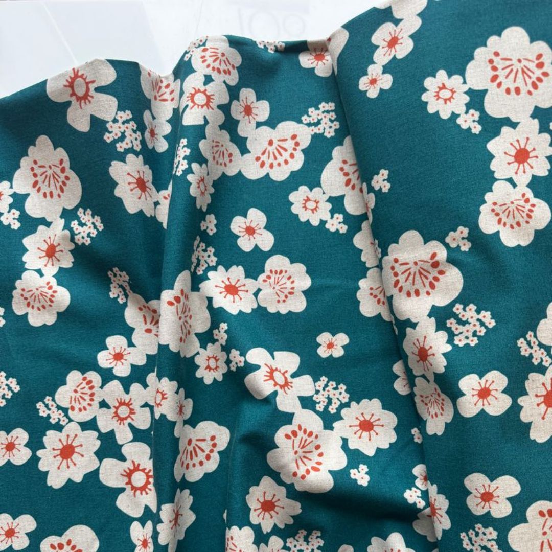 ruby star society paper cuts 2 turquoise cotton linen fabric by rashida coleman hale made in japan