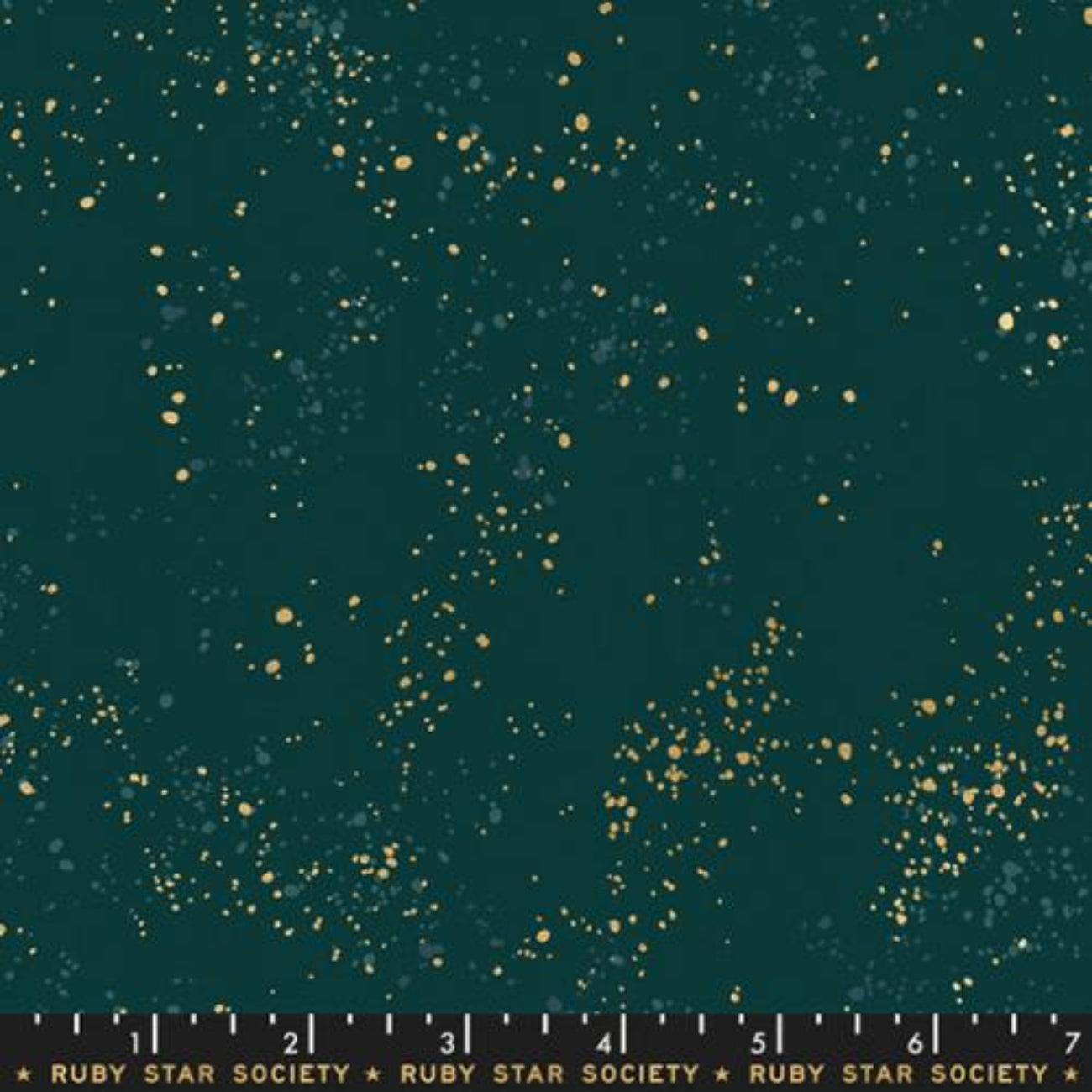 Dark green cotton fabric with metallic speckled dots from Speckled collection by Ruby Star Society