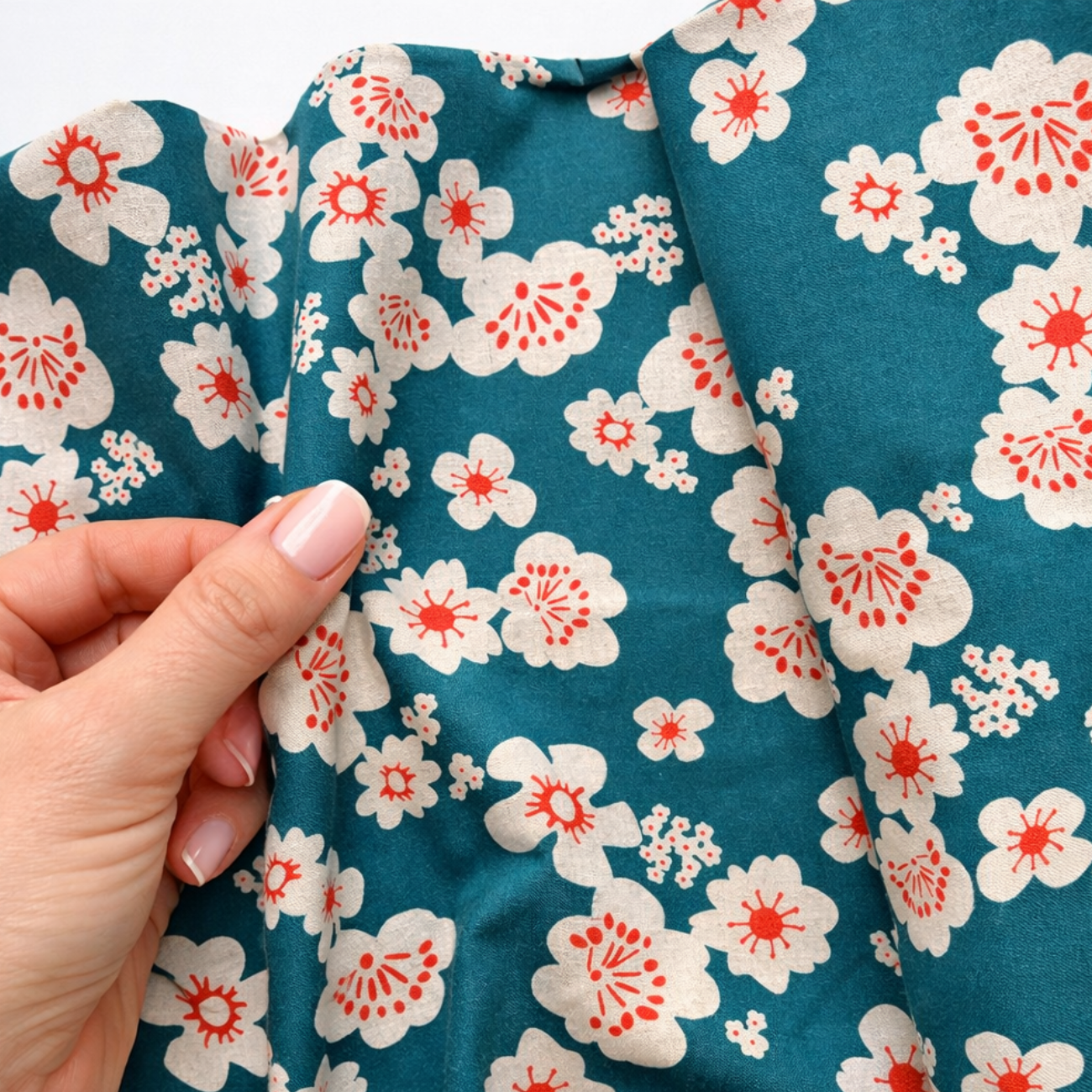 Hana Canvas Storytime Teal Floral Fabric - Ruby Star Society Paper Cuts 2 