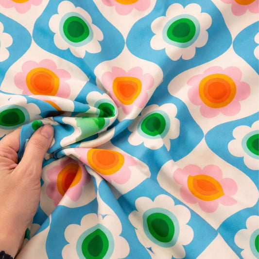 Ruby Star Society Trinketry Turquoise Floral Retro Novelty Cotton Fabric