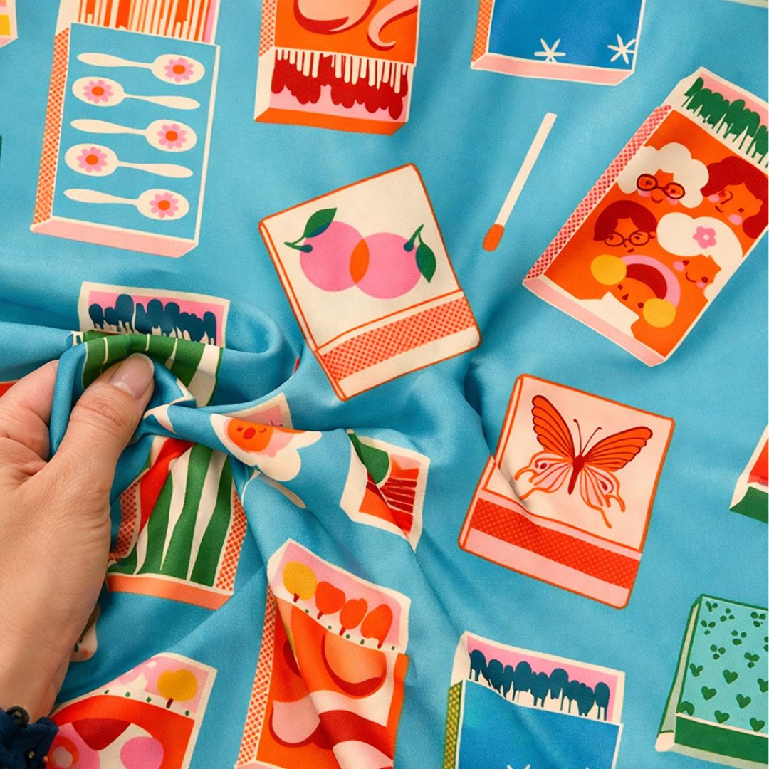 Ruby Star Society Trinketry Turquoise Matchbook Retro Novelty Cotton Fabric