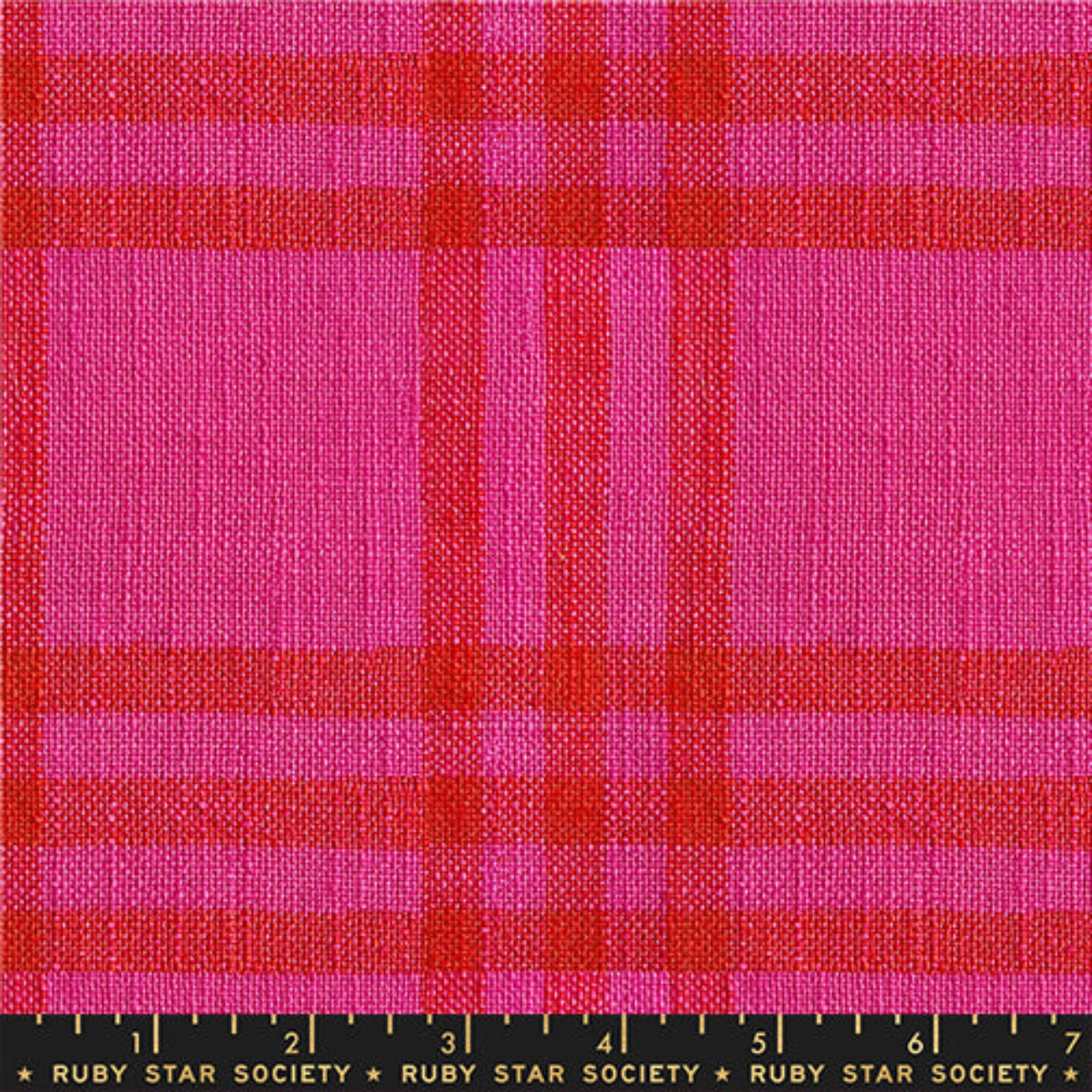 Pink textured plaid woven cotton fabric from Warp and Weft Mystic Fable collection by Ruby Star Society