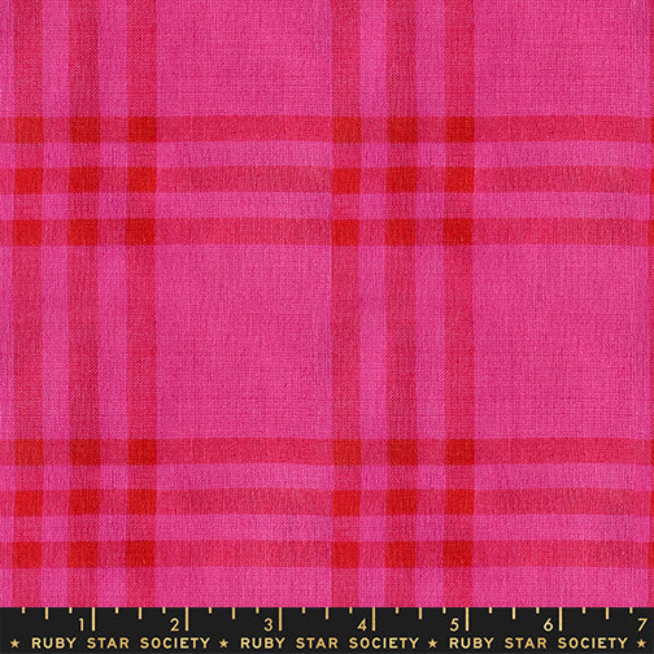 Pink textured plaid woven cotton fabric from Warp and Weft Mystic Fable collection by Ruby Star Society