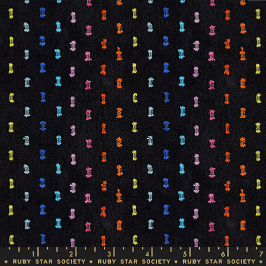 Black yarn dyed woven cotton fabric with flicker dot texture for quilting and garments