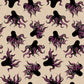 Neon pink mystery food cotton linen canvas fabric with octopus novelty print from Ink Shop by Sarah Watts