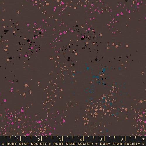 Ruby Star Speckled Canvas Linen in Caviar Brown - A premium cotton-linen blend fabric perfect for bag making, home décor projects, and craft applications.