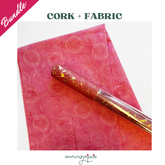 Salmon Cork with Matching Fabric - Cork Roll & Fabric Bundle | SewHungryhippie