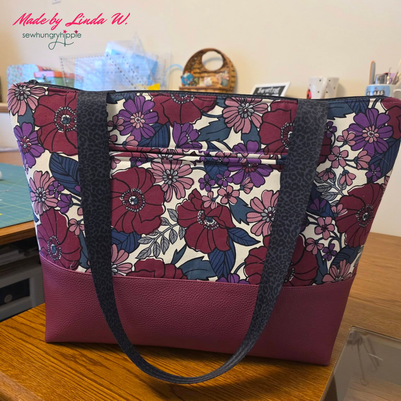 Santorini Tote recessed zipper PDF pattern add-on