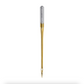 Single Schmetz Gold Jeans Needle on a white background