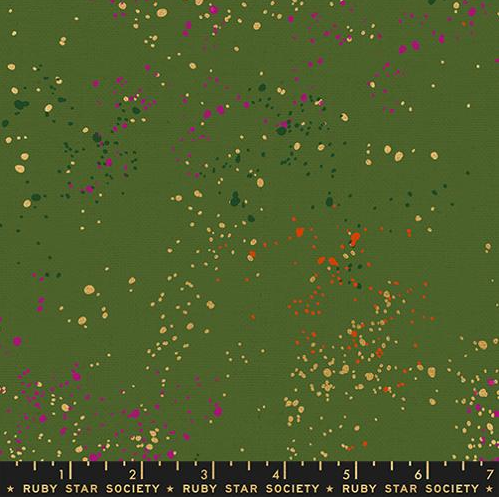 Ruby Star Speckled Canvas Linen Metallic Green