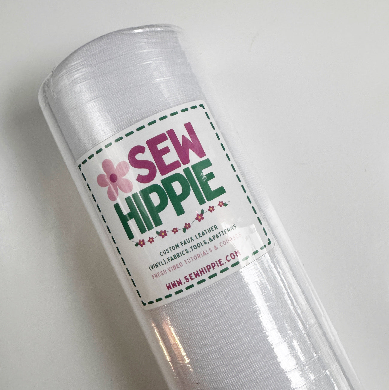 Sew Hippie white foam stabilizer interfacing roll for structured bag making and sewing projects.