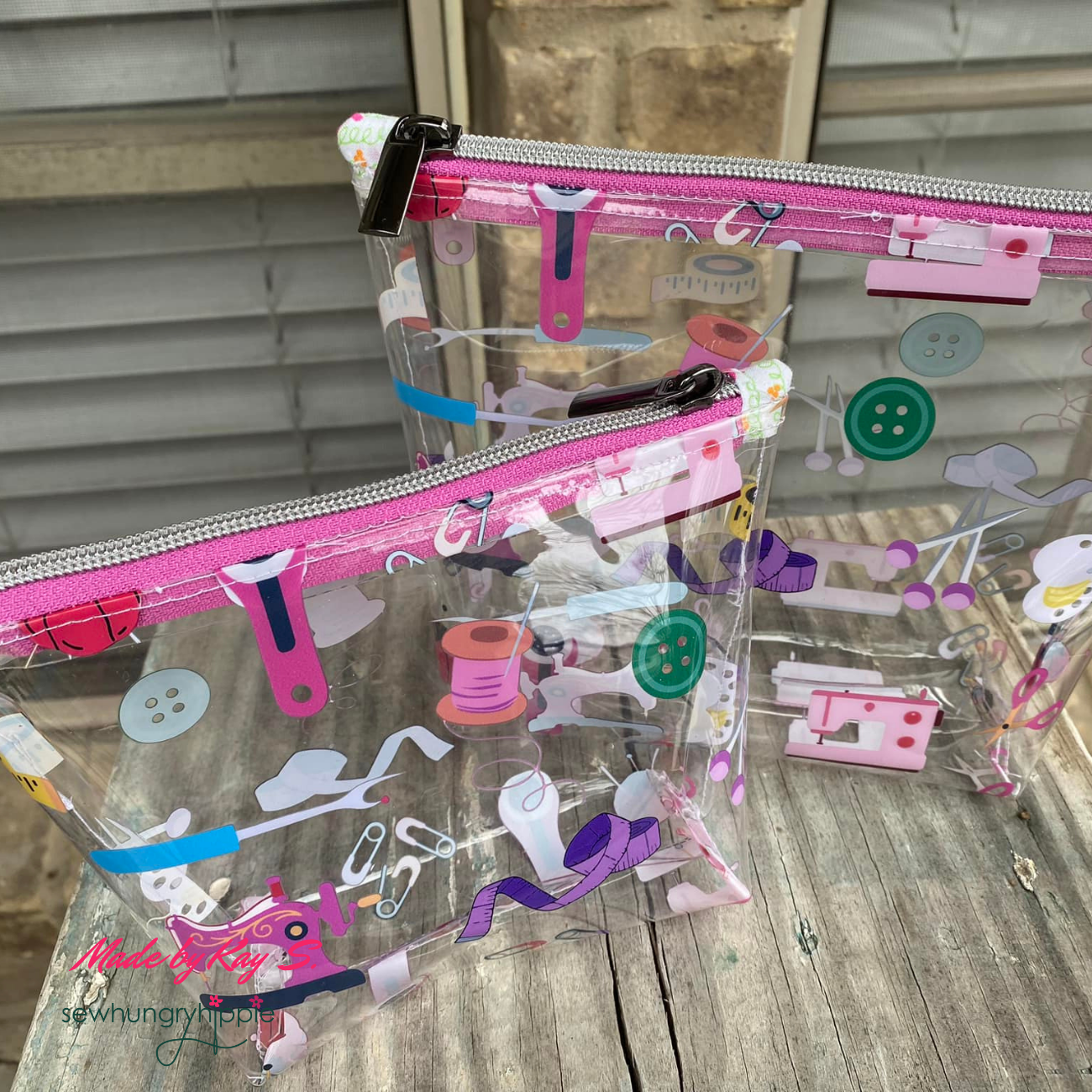 sewing themed clear vinyl fabric for crafting pouches totes and organizers