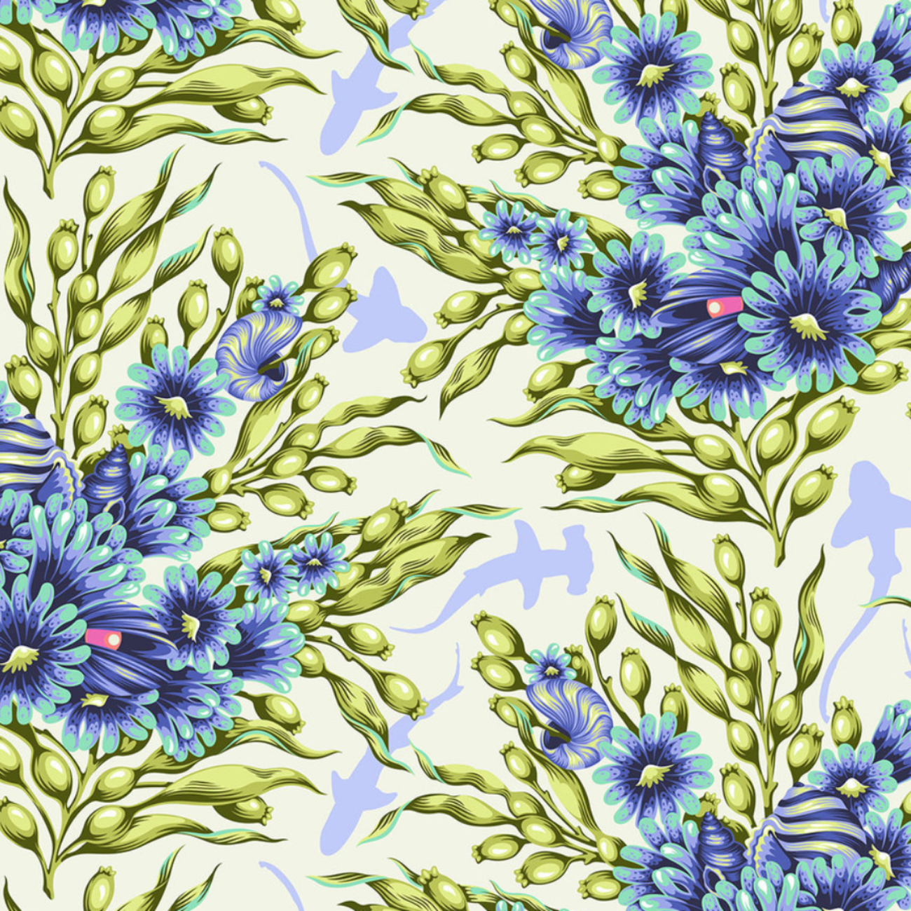 FreeSpirit Fabrics Floral Reef by Tula Pink - Shadow Sharks - Marine