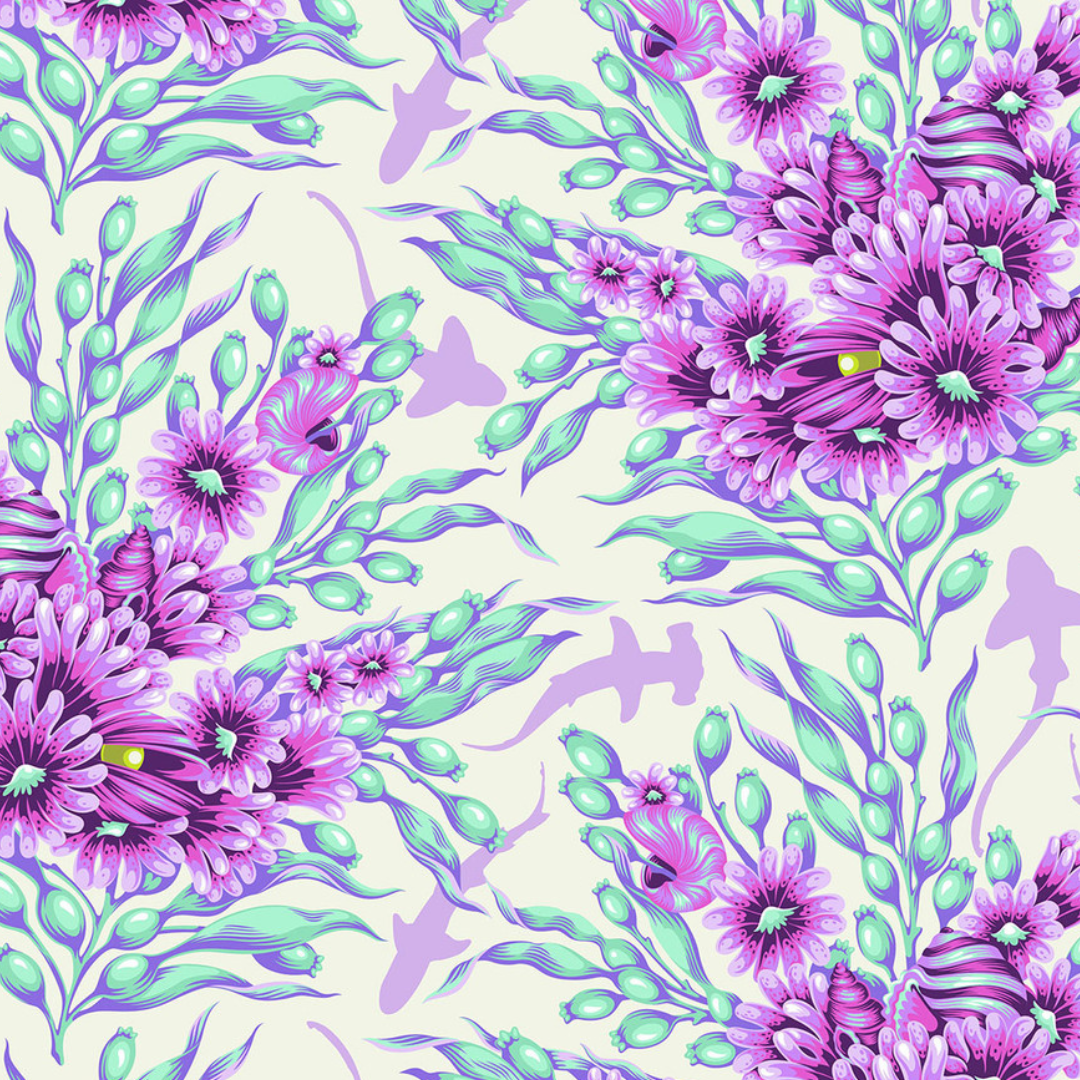 Tula Pink Shadow Sharks - Ultraviolet | Floral Reef FreeSpirit Quilting Fabric