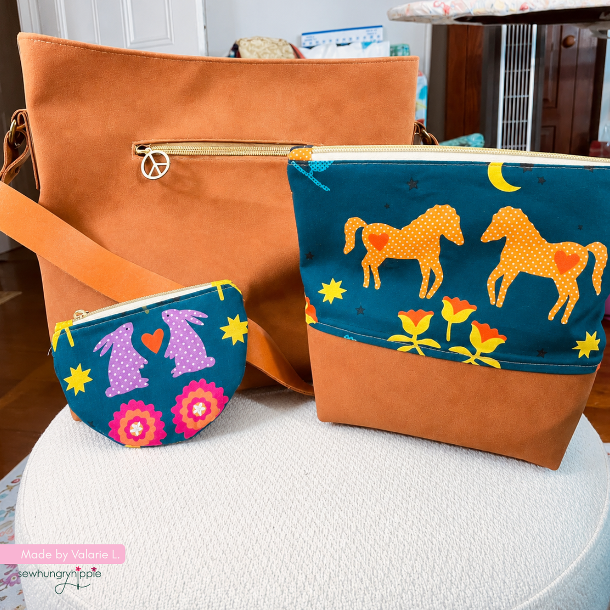 Stevie Bag Kit w/ Saddle Brown and Ruby Star Society Fabric