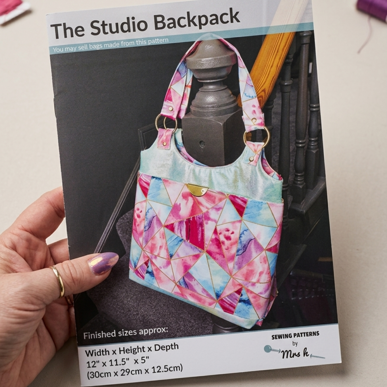 Studio Backpack Sewing Pattern by Mrs H - Printed Paper Pattern