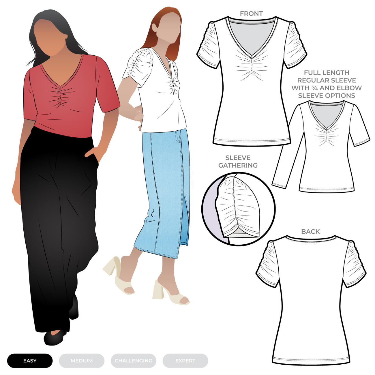 Style Arc Alice Knit Top Multi-Size Sewing Pattern