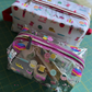 transparent vinyl with sewing tools print for zipper pouches and accessories