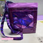 Modern Aspen Crossbody purse crafted from puplre canvas fabric and purple shinny vinyl with premium handmade quality.