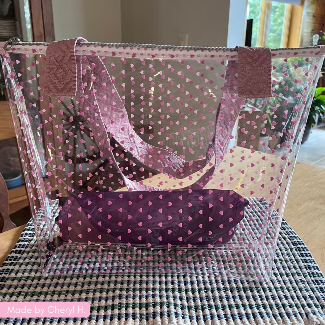 Tiny Hearts TPU Vinyl | Clear Printed Vinyl Fabric for Bag Making
