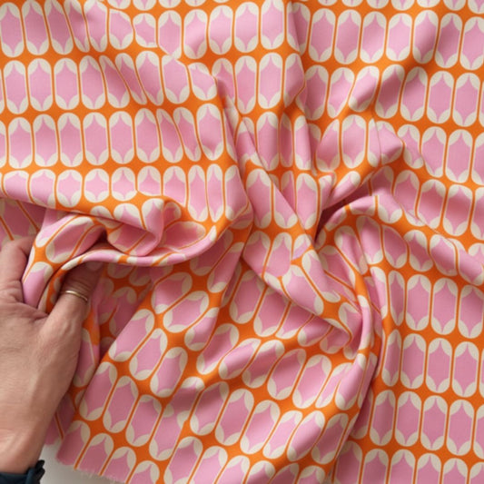 Ruby Star Society Trinketry Flamingo Cotton Fabric in Pink Geometric Retro