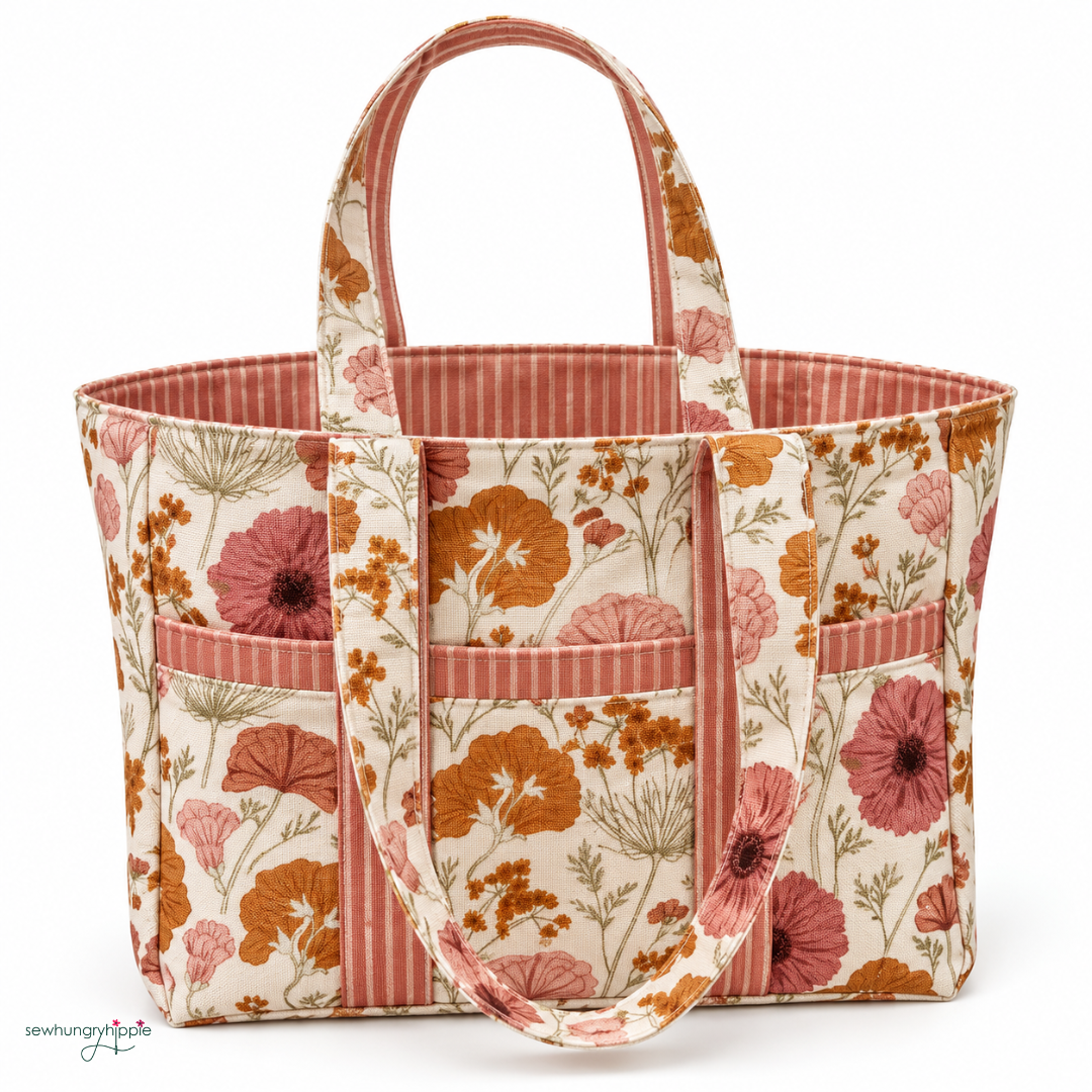 Vintage Floral Print & Muted Orange Striped Fabric – 2 Yards Bundle