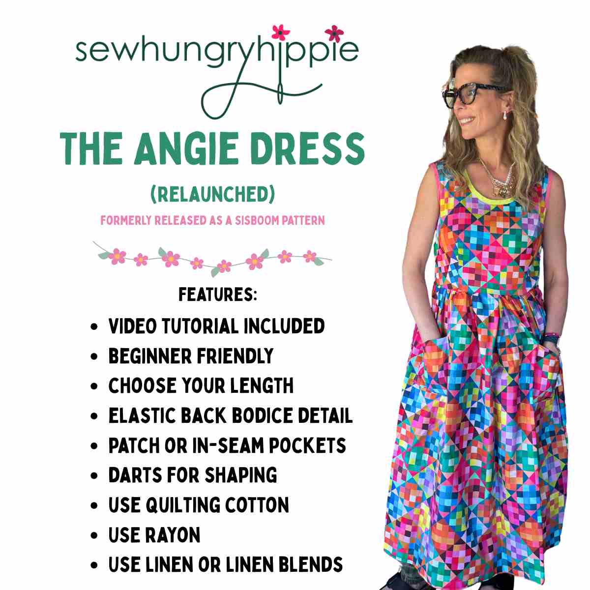 Angie Dress sewing pattern XS-3XL
