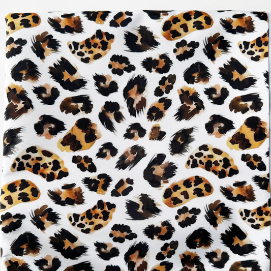Leopard print pattern on a white background