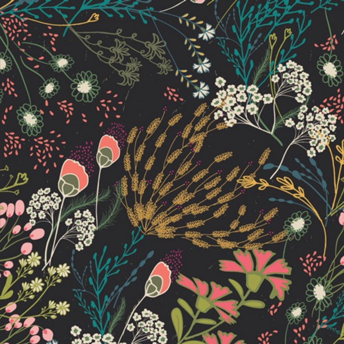Meadow Umbra cotton flannel by Pat Bravo for Art Gallery Fabrics