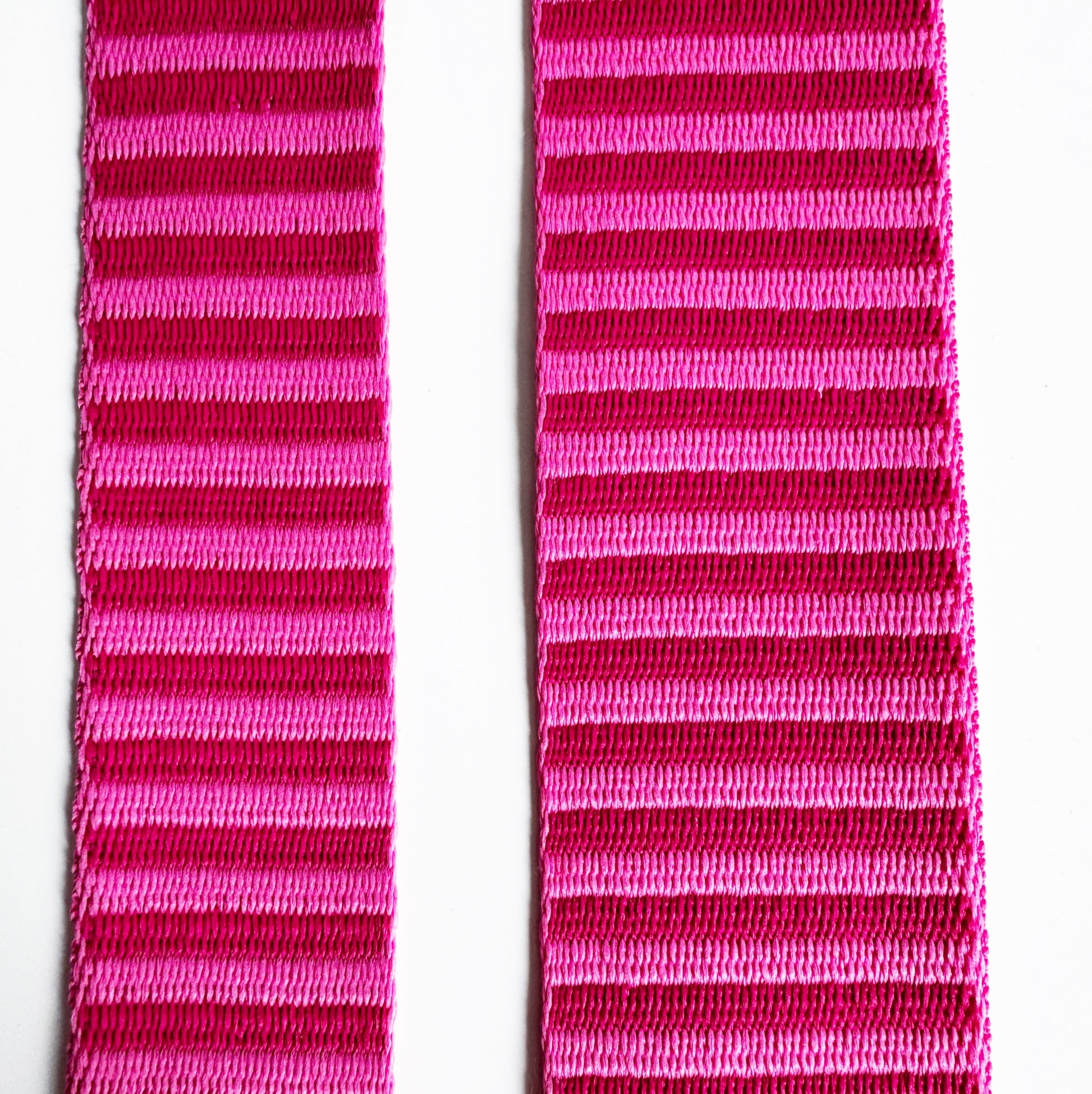 pink and red striped jacquard webbing straps