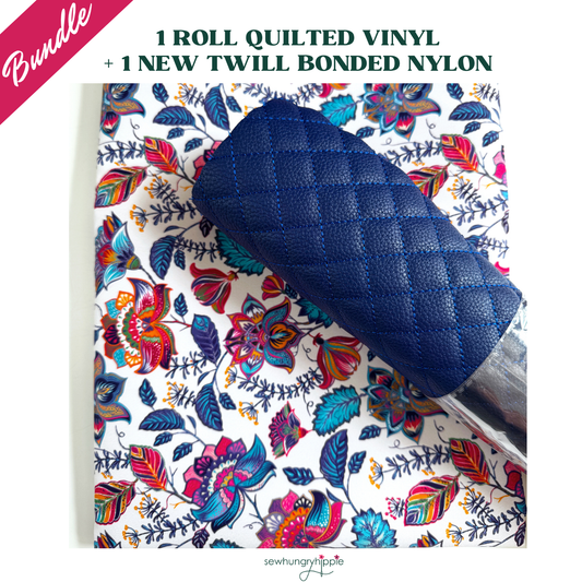 Blue Quilted Vinyl & Paisley Twill Bonded Nylon Bundle