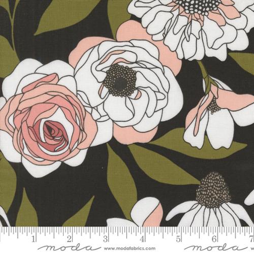 Botany Cabbage Rose ink 1 yard