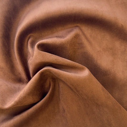 Faux Suede Cognac Brown Fabric – 18" x 54" Roll | Soft Vegan Leather for Bag Making & Sewing
