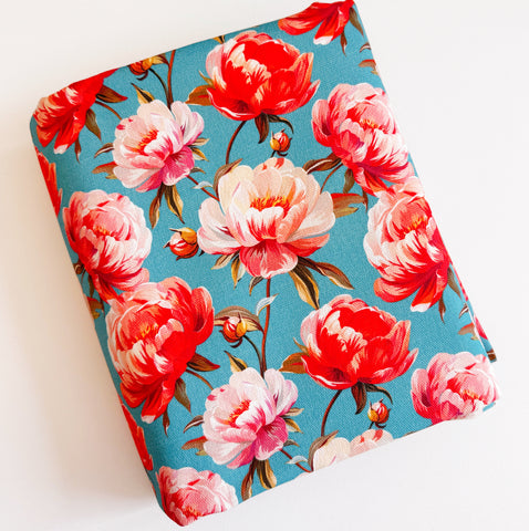 Coral Crush Peonies Canvas Fabric 36