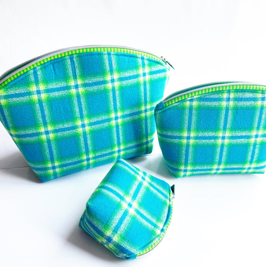 Dylan Dome Mammoth Flannel bag making kit featuring blue and green plaid flannel fabric and supplies to make 6 bags